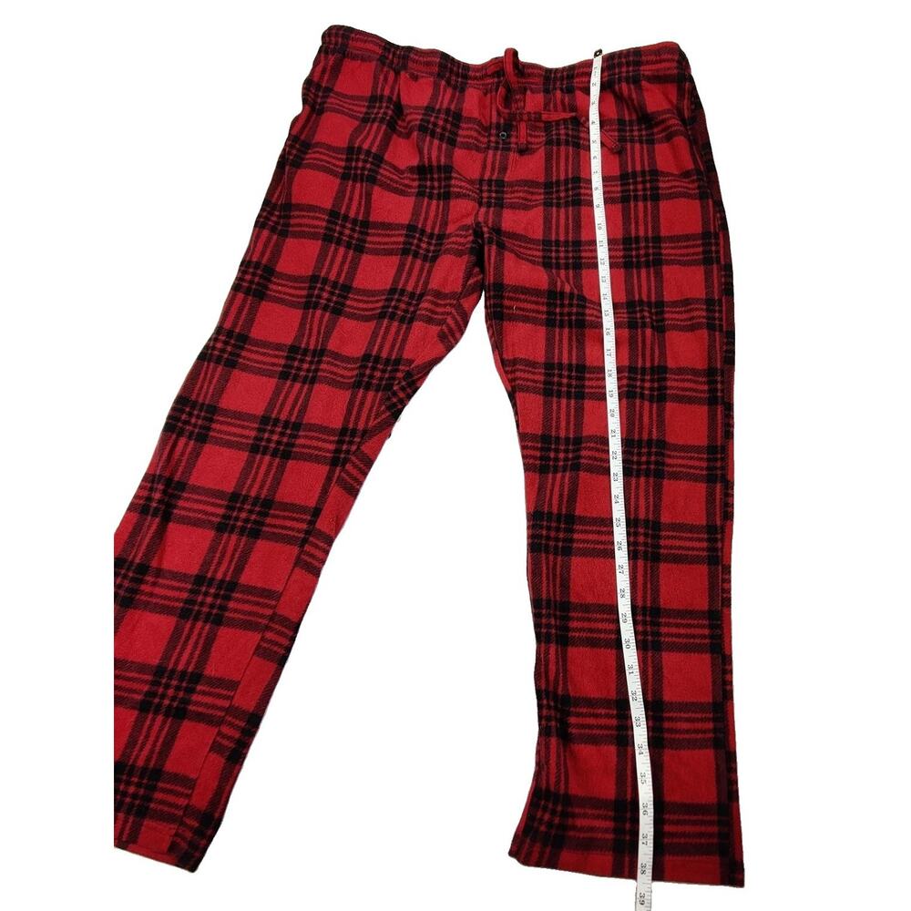 Hanes Pajama Pants Mens 2XL Red Plaid Flannel 100% Polyester Lounge Drawstring - Picture 5 of 8